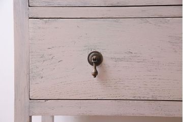 ペイント家具　淡いカラーが可愛らしいイギリスアンティークのドレッサー(ドレッシングチェスト、ミラー)