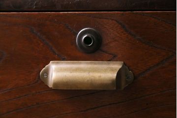 アンティーク家具　和製アンティーク　花模様のカットガラスが可愛らしいリメイクローボード(テレビボード、収納棚)