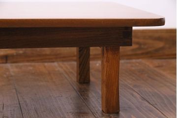 レトロ家具　昭和レトロ　栓材　和を感じる佇まいが魅力の角ちゃぶ台(ローテーブル、座卓)(3)