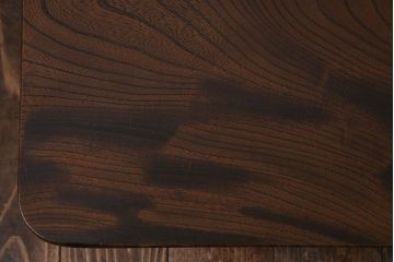 アンティーク家具　昭和中期　ケヤキ材一枚板　味わい深い質感の角ちゃぶ台(ローテーブル、座卓)