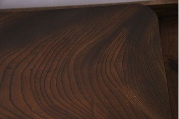 アンティーク家具　昭和中期　ケヤキ材一枚板　味わい深い質感の角ちゃぶ台(ローテーブル、座卓)