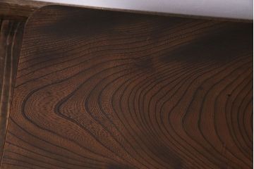 アンティーク家具　昭和中期　ケヤキ材一枚板　味わい深い質感の角ちゃぶ台(ローテーブル、座卓)