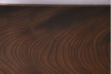 アンティーク家具　昭和中期　ケヤキ材一枚板　味わい深い質感の角ちゃぶ台(ローテーブル、座卓)