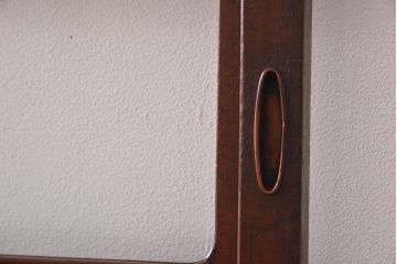 昭和期　当時物ガラス入り　ケヤキ材　細身のシルエットが魅力の万本格子戸(ガラス帯戸、帯戸、引き戸、建具)4枚セット