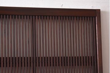 レトロ　倹飩式　上品な和の雰囲気漂う格子ガラス戸2枚セット(建具、引き戸)