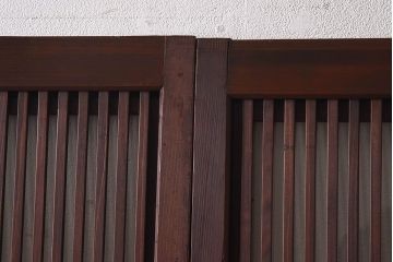レトロ　倹飩式　上品な和の雰囲気漂う格子ガラス戸2枚セット(建具、引き戸)