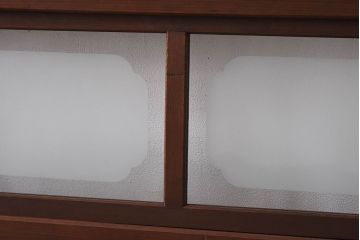 レトロ　倹飩式　上品な和の雰囲気漂う格子ガラス戸2枚セット(建具、引き戸)