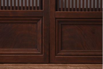 レトロ　倹飩式　上品な和の雰囲気漂う格子ガラス戸2枚セット(建具、引き戸)