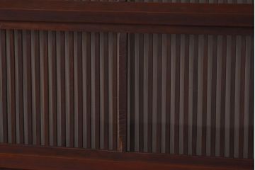 レトロ　倹飩式　上品な和の雰囲気漂う格子ガラス戸2枚セット(建具、引き戸)