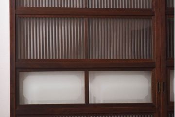 レトロ　倹飩式　上品な和の雰囲気漂う格子ガラス戸2枚セット(建具、引き戸)
