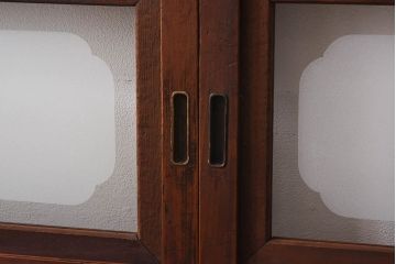レトロ　倹飩式　上品な和の雰囲気漂う格子ガラス戸2枚セット(建具、引き戸)