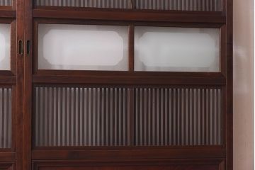 レトロ　倹飩式　上品な和の雰囲気漂う格子ガラス戸2枚セット(建具、引き戸)