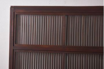 レトロ　倹飩式　上品な和の雰囲気漂う格子ガラス戸2枚セット(建具、引き戸)