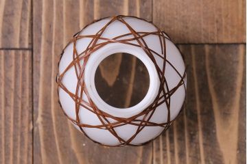 昭和レトロ　飴色の竹細工がおしゃれな和風のペンダントライト(天井照明、吊り下げ照明)