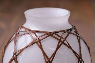 昭和レトロ　飴色の竹細工がおしゃれな和風のペンダントライト(天井照明、吊り下げ照明)