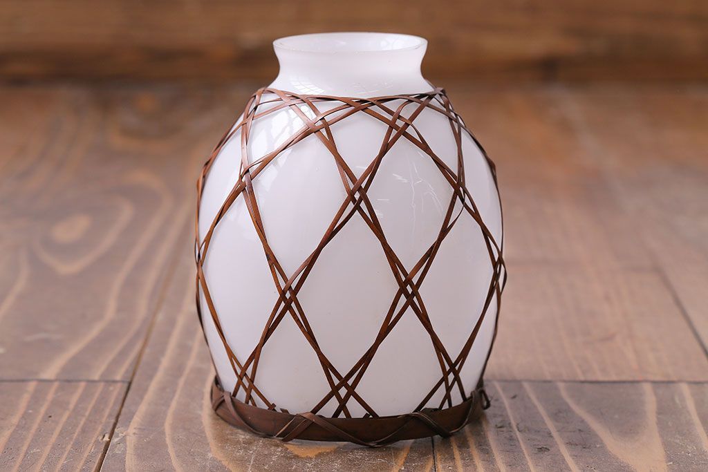 昭和レトロ　飴色の竹細工がおしゃれな和風のペンダントライト(天井照明、吊り下げ照明)