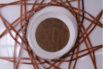 昭和レトロ　網目の竹細工が情緒ある趣きのペンダントライト(天井照明、吊り下げ照明)