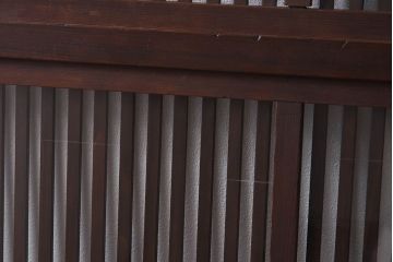 昭和レトロ　オリジナル　花模様ガラスが可愛らしい格子ガラス戸2枚セット(建具、引き戸)