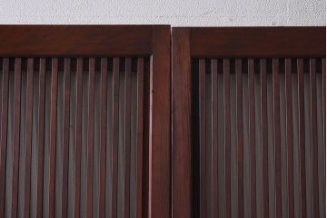 昭和レトロ　オリジナル　花模様ガラスが可愛らしい格子ガラス戸2枚セット(建具、引き戸)