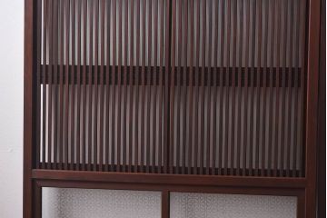 昭和レトロ　オリジナル　花模様ガラスが可愛らしい格子ガラス戸2枚セット(建具、引き戸)