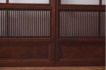 昭和レトロ　オリジナル　花模様ガラスが可愛らしい格子ガラス戸2枚セット(建具、引き戸)