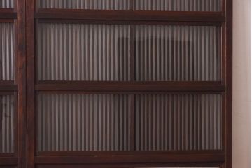 昭和レトロ　オリジナル　花模様ガラスが可愛らしい格子ガラス戸2枚セット(建具、引き戸)