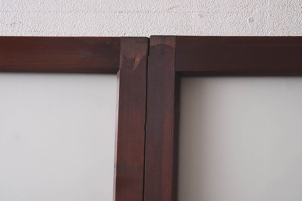 昭和レトロ　ラフジュ工房オリジナルガラス入り　市松模様がおしゃれなガラス格子戸(引き戸、建具)2枚組