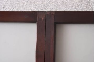 昭和レトロ　ラフジュ工房オリジナルガラス入り　市松模様がおしゃれなガラス格子戸(引き戸、建具)2枚組