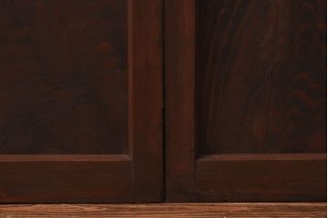 昭和レトロ　ラフジュ工房オリジナルガラス入り　市松模様がおしゃれなガラス格子戸(引き戸、建具)2枚組