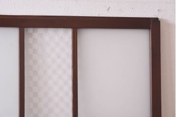 昭和レトロ　ラフジュ工房オリジナルガラス入り　市松模様がおしゃれなガラス格子戸(引き戸、建具)2枚組