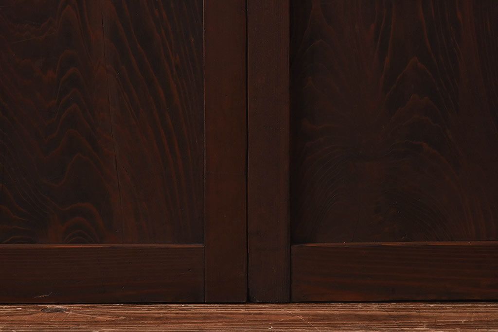 昭和レトロ　ラフジュ工房オリジナルガラス入り　市松模様がおしゃれなガラス格子戸(引き戸、建具)2枚組