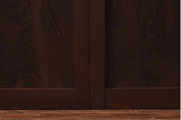 昭和レトロ　ラフジュ工房オリジナルガラス入り　市松模様がおしゃれなガラス格子戸(引き戸、建具)2枚組