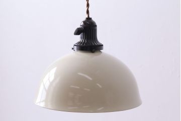 オールドノリタケ・則武(日陶)　柿の図　照らすと透ける模様が魅力の電笠(天井照明、シェード)