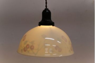 オールドノリタケ・則武(日陶)　柿の図　照らすと透ける模様が魅力の電笠(天井照明、シェード)