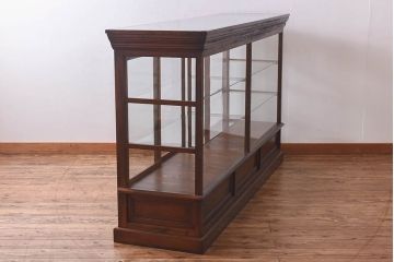 アンティーク家具　最高級レア品　当時物ガラス入り!　総ケヤキ材　特大サイズのガラスケース(ショーケース、陳列棚)