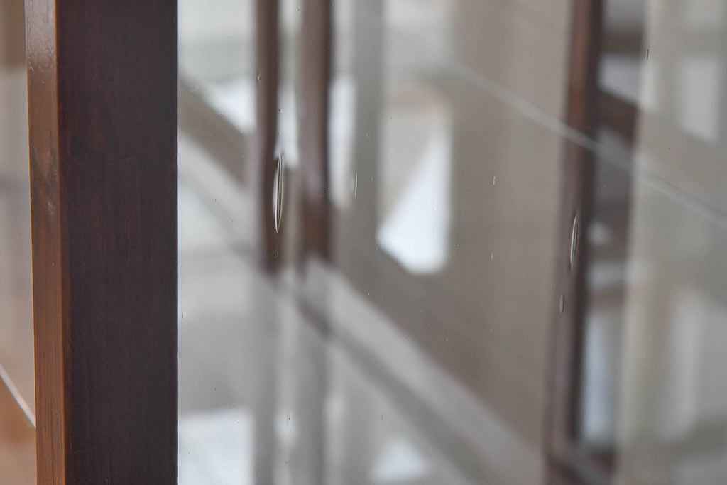 アンティーク家具　最高級レア品　当時物ガラス入り!　総ケヤキ材　特大サイズのガラスケース(ショーケース、陳列棚)