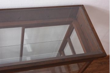 アンティーク家具　最高級レア品　当時物ガラス入り!　総ケヤキ材　特大サイズのガラスケース(ショーケース、陳列棚)