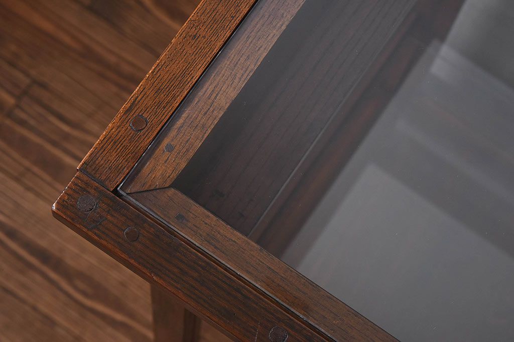 アンティーク家具　最高級レア品　当時物ガラス入り!　総ケヤキ材　特大サイズのガラスケース(ショーケース、陳列棚)