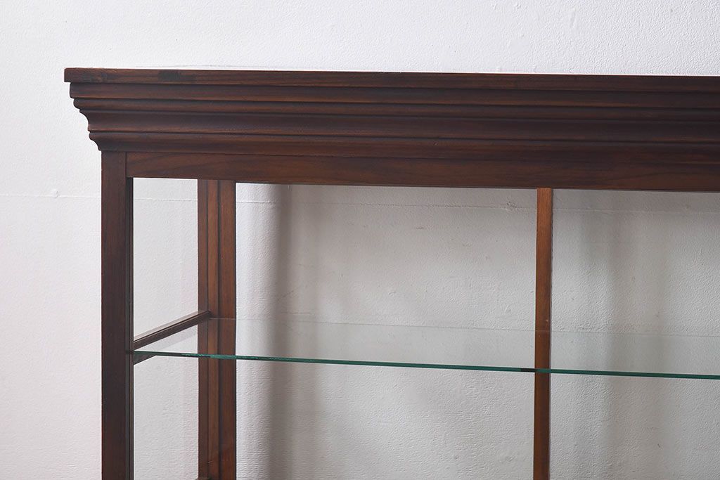 アンティーク家具　最高級レア品　当時物ガラス入り!　総ケヤキ材　特大サイズのガラスケース(ショーケース、陳列棚)