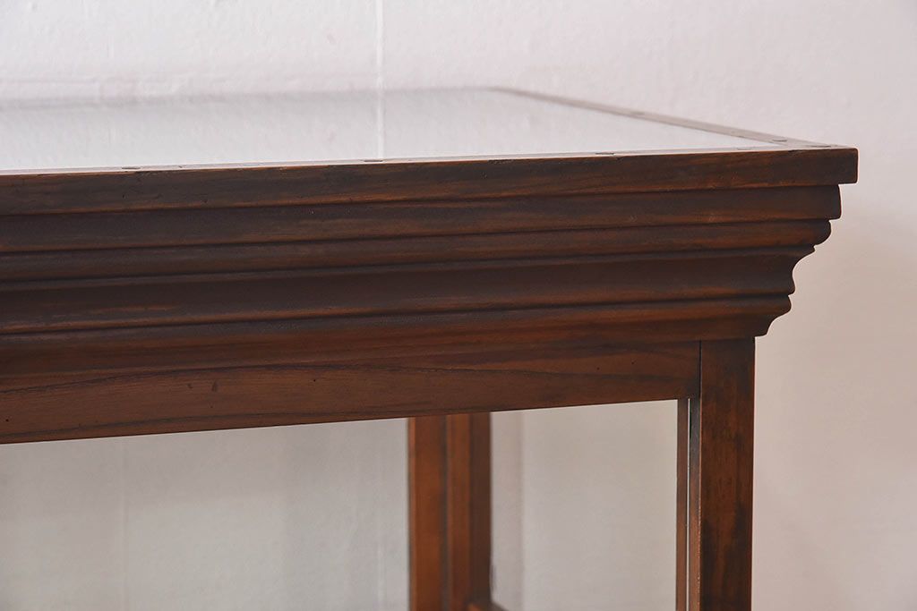 アンティーク家具　最高級レア品　当時物ガラス入り!　総ケヤキ材　特大サイズのガラスケース(ショーケース、陳列棚)