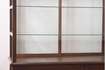 アンティーク家具　最高級レア品　当時物ガラス入り!　総ケヤキ材　特大サイズのガラスケース(ショーケース、陳列棚)