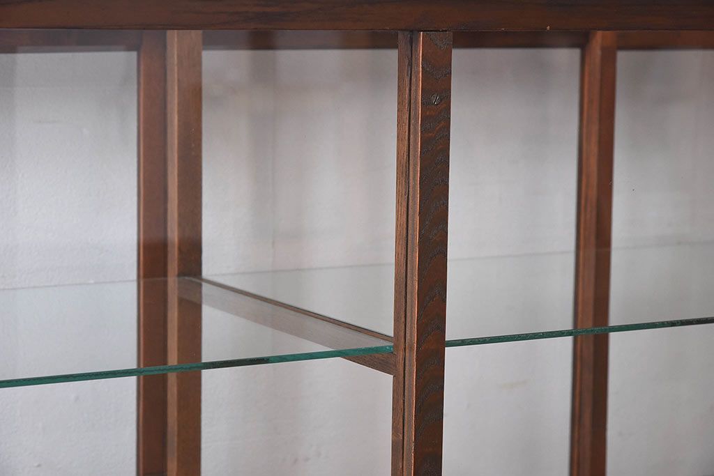 アンティーク家具　最高級レア品　当時物ガラス入り!　総ケヤキ材　特大サイズのガラスケース(ショーケース、陳列棚)