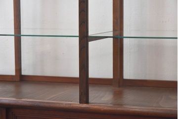 アンティーク家具　最高級レア品　当時物ガラス入り!　総ケヤキ材　特大サイズのガラスケース(ショーケース、陳列棚)