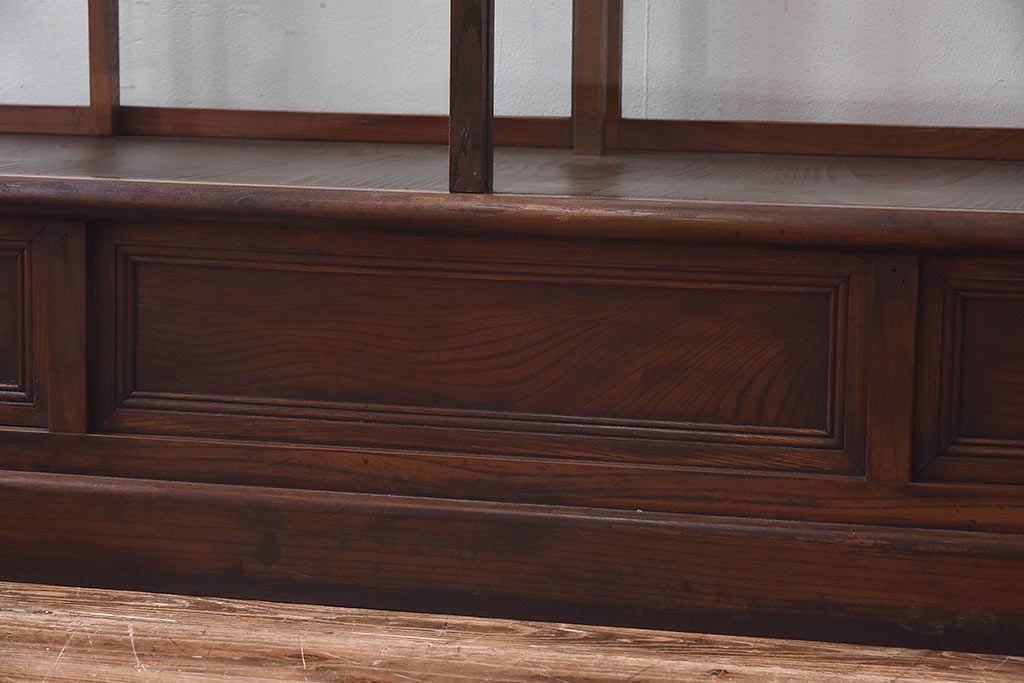 アンティーク家具　最高級レア品　当時物ガラス入り!　総ケヤキ材　特大サイズのガラスケース(ショーケース、陳列棚)