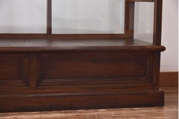 アンティーク家具　最高級レア品　当時物ガラス入り!　総ケヤキ材　特大サイズのガラスケース(ショーケース、陳列棚)