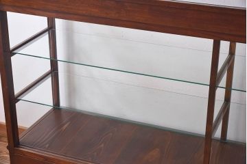 アンティーク家具　最高級レア品　当時物ガラス入り!　総ケヤキ材　特大サイズのガラスケース(ショーケース、陳列棚)
