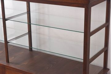 アンティーク家具　最高級レア品　当時物ガラス入り!　総ケヤキ材　特大サイズのガラスケース(ショーケース、陳列棚)