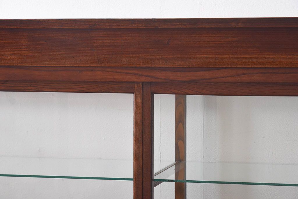 アンティーク家具　最高級レア品　当時物ガラス入り!　総ケヤキ材　特大サイズのガラスケース(ショーケース、陳列棚)