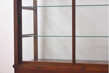 アンティーク家具　最高級レア品　当時物ガラス入り!　総ケヤキ材　特大サイズのガラスケース(ショーケース、陳列棚)