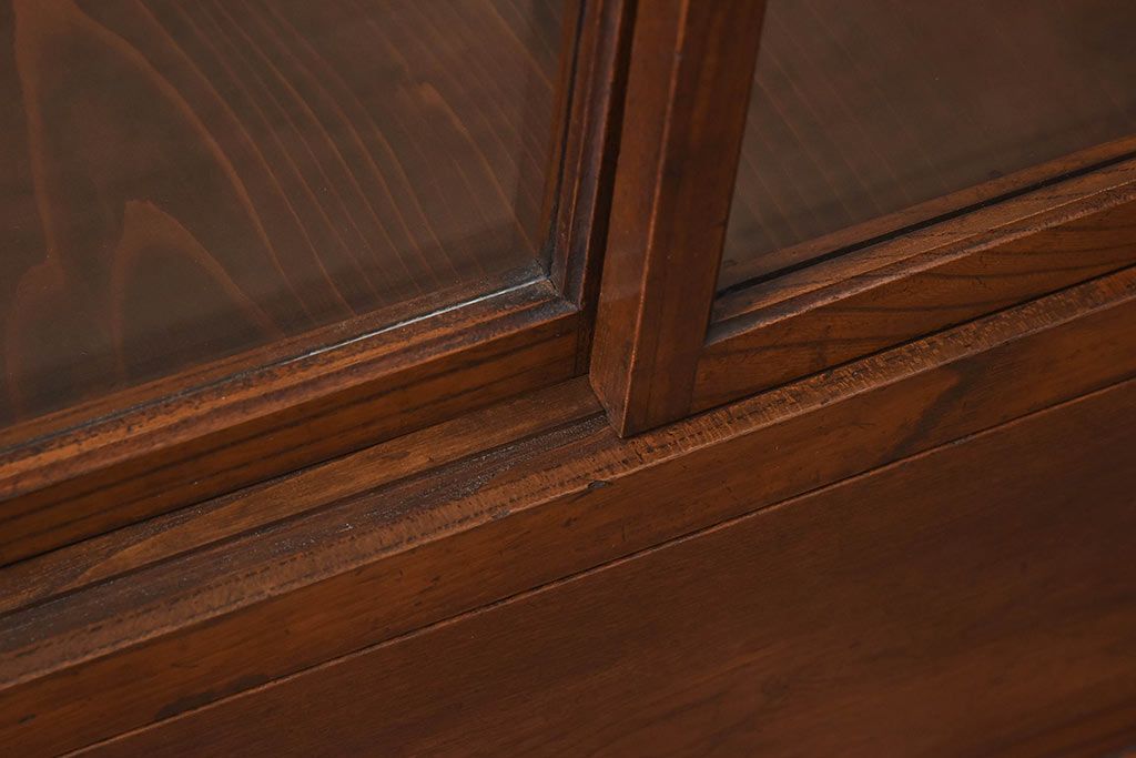 アンティーク家具　最高級レア品　当時物ガラス入り!　総ケヤキ材　特大サイズのガラスケース(ショーケース、陳列棚)